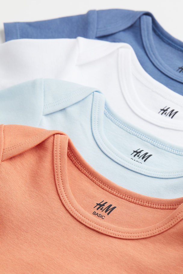 H&M 5-pack Cotton T-shirts Blue/orange/white