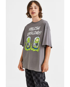 Oversized Printed T-shirt Grey/the Simpsons