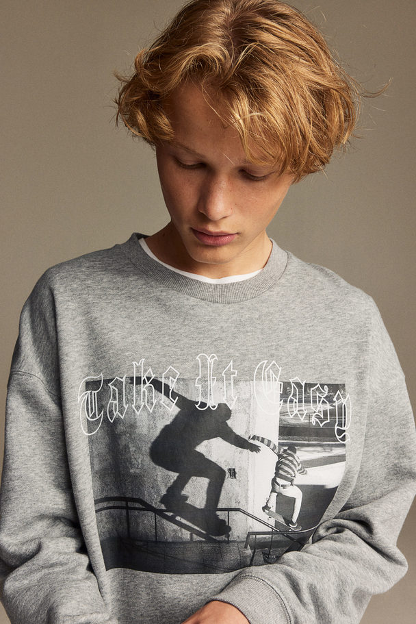 H&M Sweatshirt Gråmeleret/take It Easy