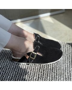 Happy Clog Slippers In Black Leather
