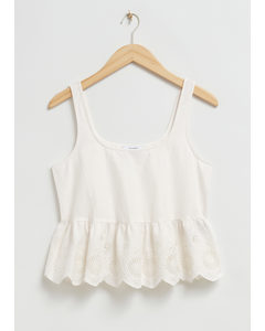 Sleeveless Broderie Anglaise Top Ivory
