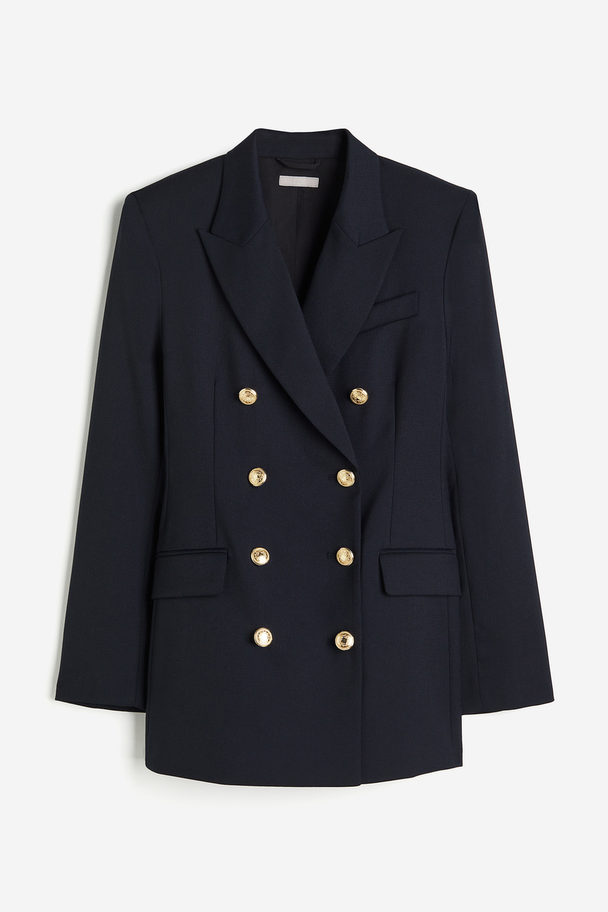 H&M Double-breasted Blazer Marineblauw