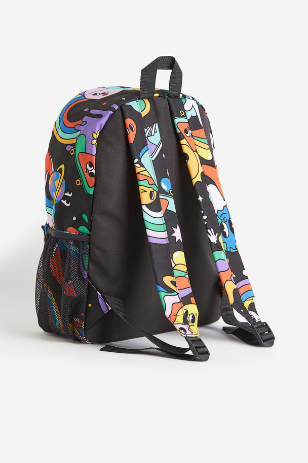 H&M Backpack Black/patterned