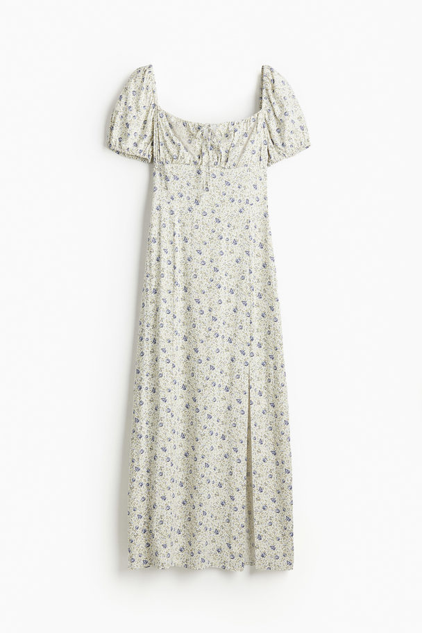 H&M Puff-sleeved Midi Dress Cream/floral