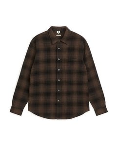Textured Wool And Cotton Shirt Brown/check