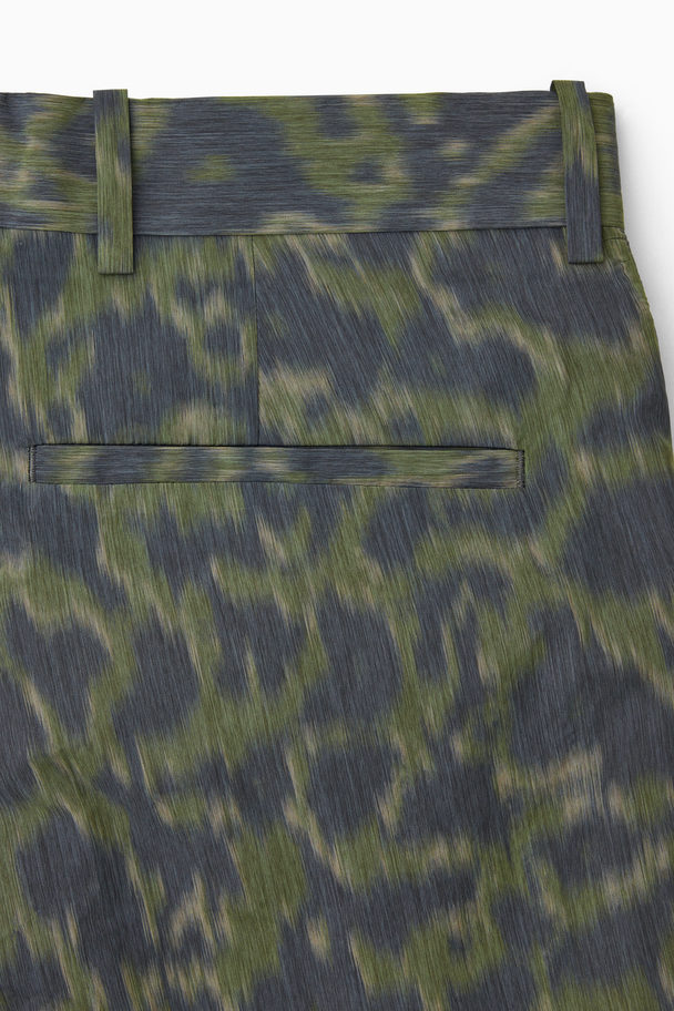 COS Animal-jacquard Trousers - Straight Khaki / Bright Green