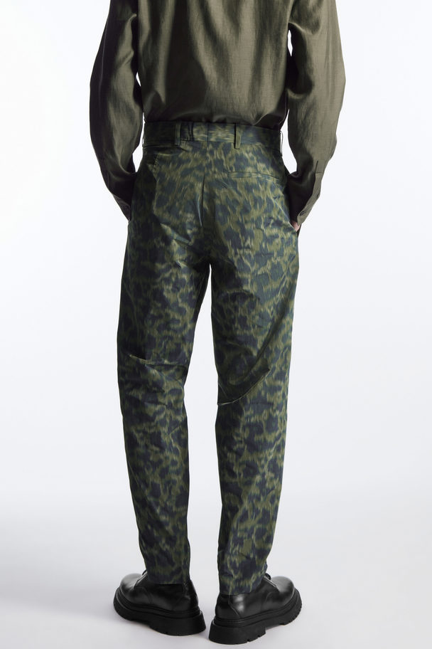 COS Animal-jacquard Trousers - Straight Khaki / Bright Green