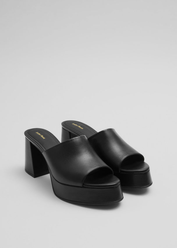 & Other Stories Platform Leather Mules Black