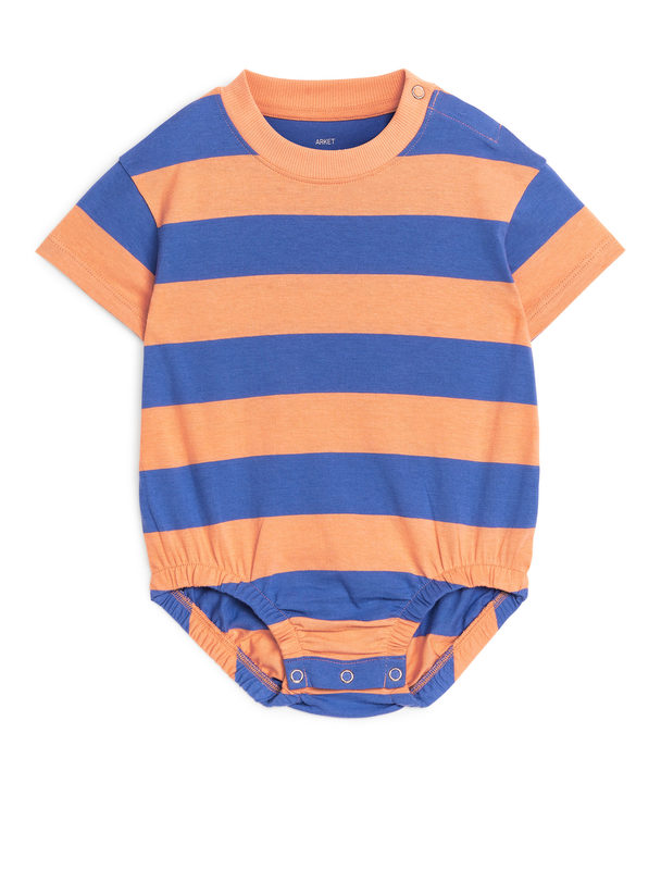 ARKET Tricot Romper Met Korte Mouwen Blauw/oranje