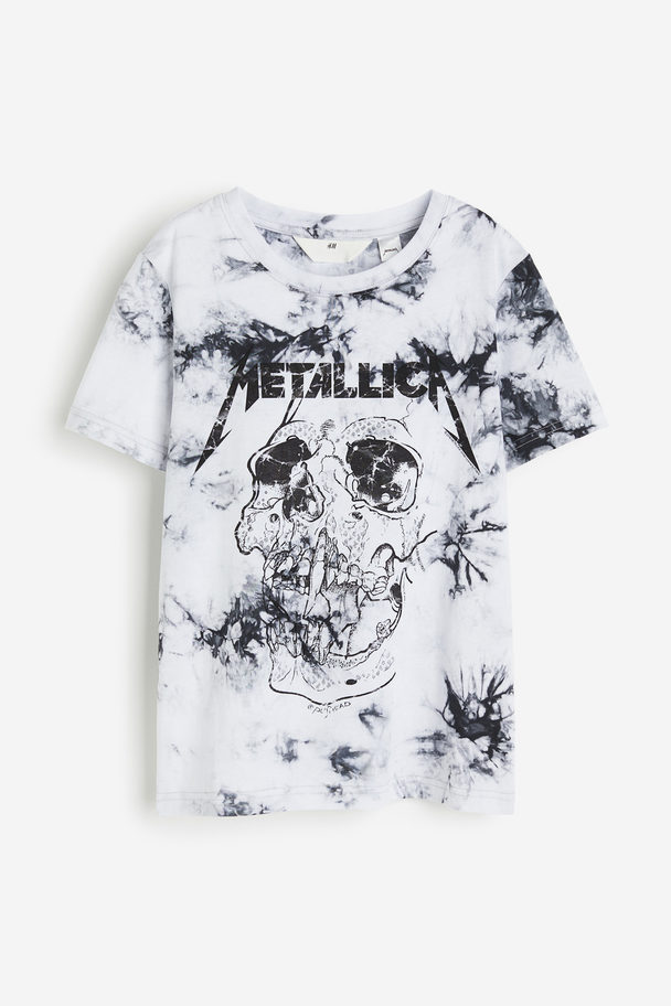 H&M T-Shirt mit Print Dunkelgrau/Metallica