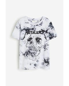 T-Shirt mit Print Dunkelgrau/Metallica