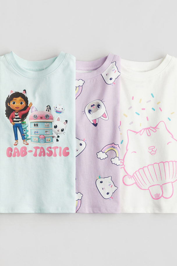 H&M 3er-Pack Shirts mit Druck Hellgrün/Gabby&#39;s Dollhouse