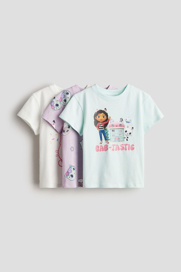 H&M 3er-Pack Shirts mit Druck Hellgrün/Gabby's Dollhouse