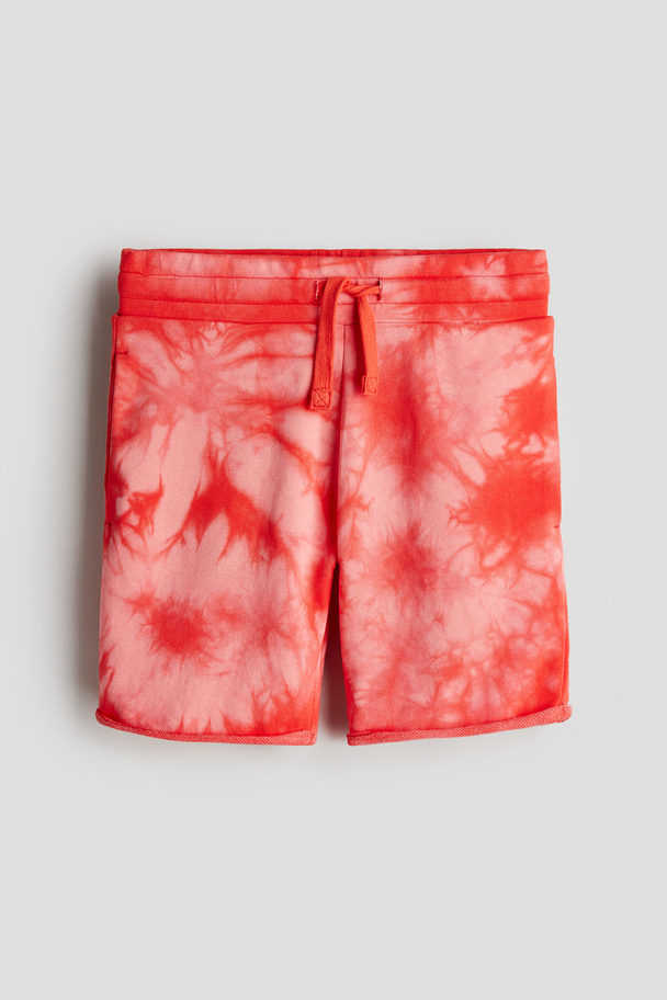 H&M Printed Sweatshorts Bright Red/tie-dye