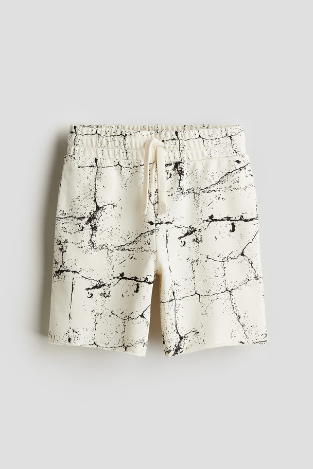 H&M Sweatshorts mit Print Weiß/Gemustert