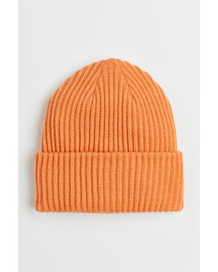 Mütze in Rippstrick Orange