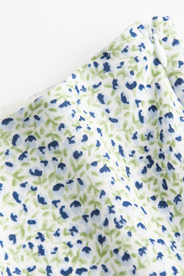H&M Patterned A-line Skirt Green/blue Floral
