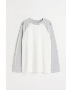 Shirt mit Blockfarben Weiß/Hellgraumeliert