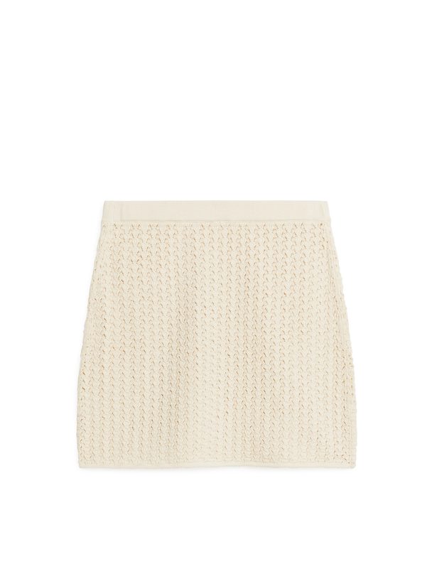 ARKET Mini Crochet Skirt Light Beige
