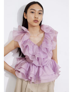 Ruffled Peplum Top Lilac