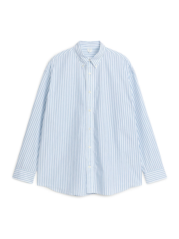 ARKET Oversized Poplin-skjorte Hvid/blå
