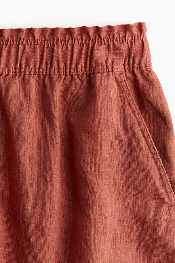 H&M Linnen Short Roestbruin