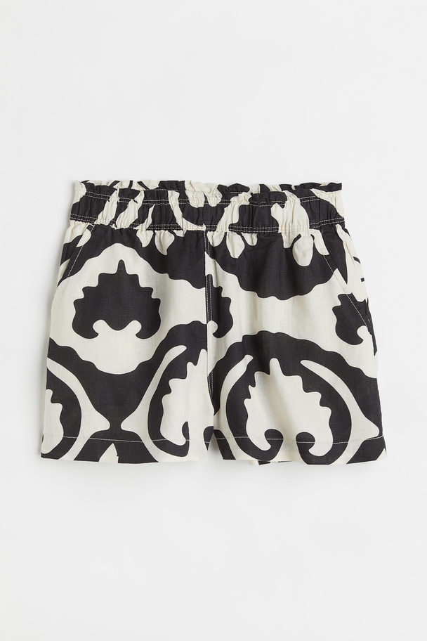 H&M Shorts I Lin Sort/mønstret