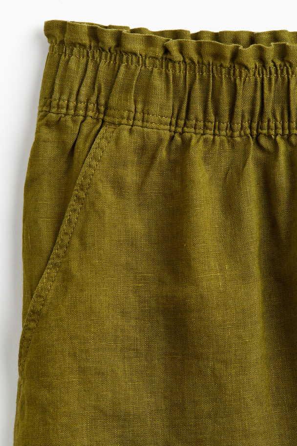 H&M Shorts I Hør Olivengrøn