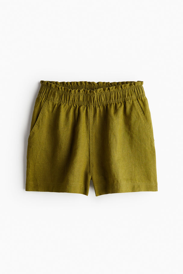 H&M Shorts I Lin Olivengrønn