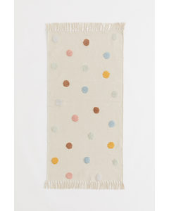 Tufted-pattern Cotton Rug Light Beige/spotted