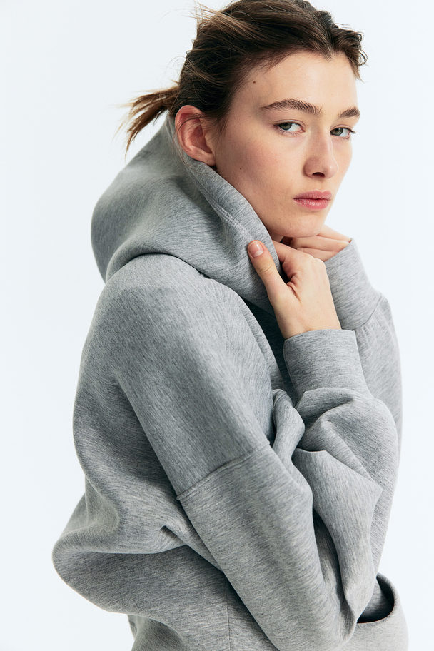 H&M Oversized Capuchonsweater Van Scuba Lichtgrijs Gemêleerd
