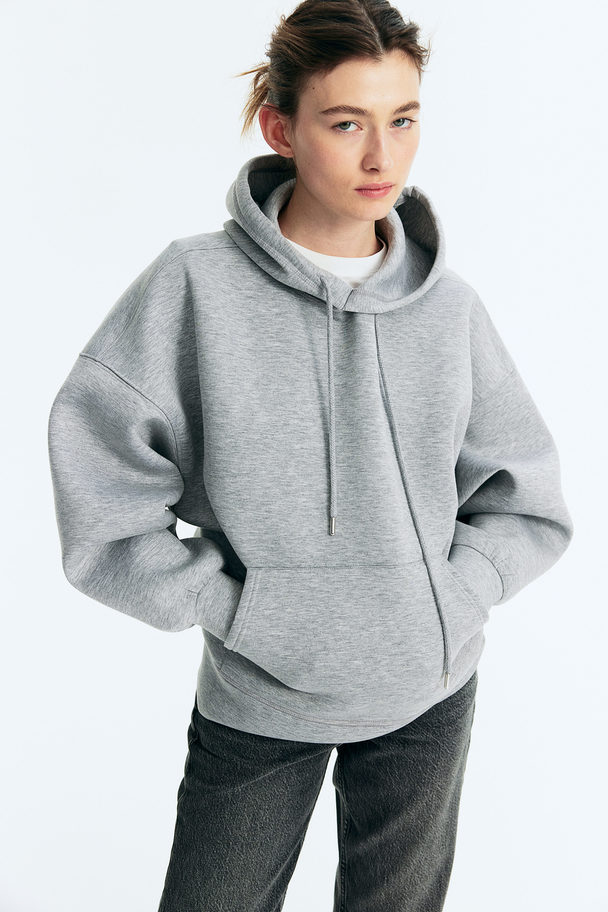 H&M Oversized Capuchonsweater Van Scuba Lichtgrijs Gemêleerd