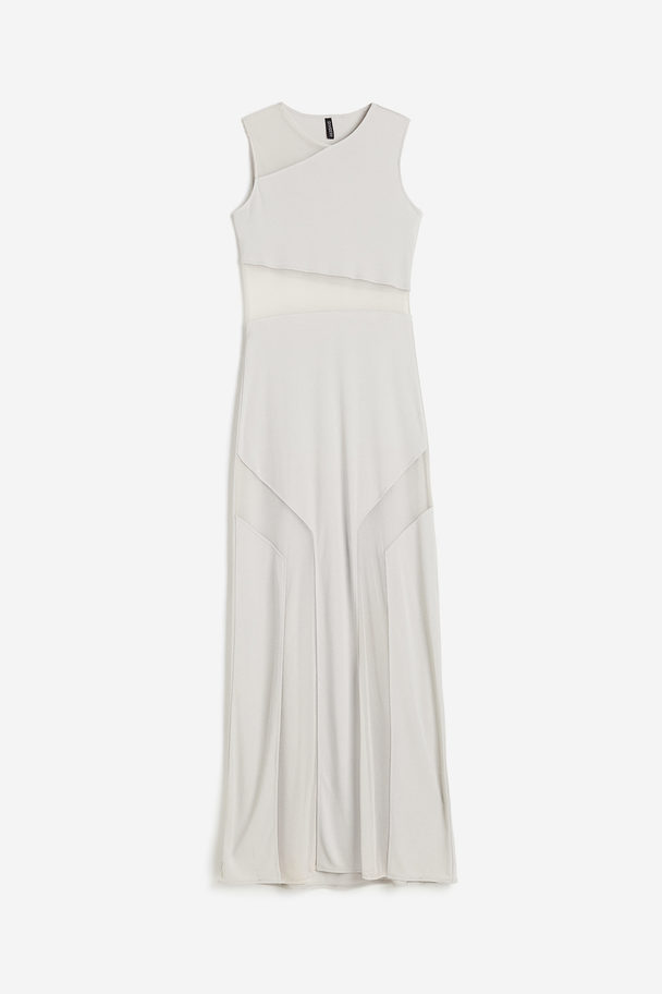 H&M Bodycon-klänning Med Meshdetaljer Ljusgrå
