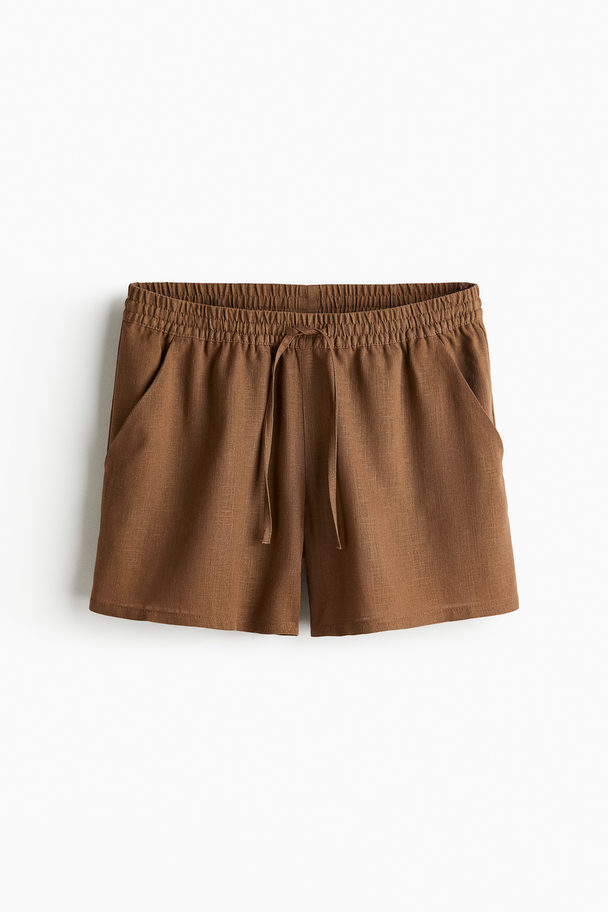 H&M Pull-on Short Van Linnenmix Bruin