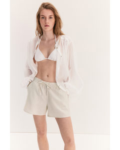 Pull-on Short Van Linnenmix Lichtbeige