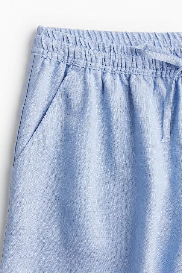 H&M Schlupfshorts aus Leinenmix Hellblau