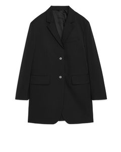 Wool Blend Blazer Coat Black