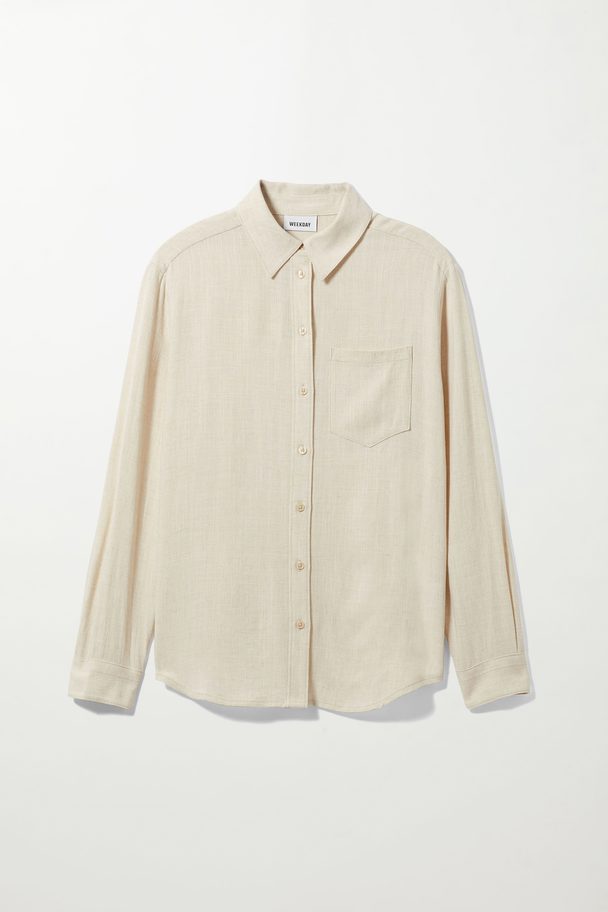 Weekday Tessa Linen Mix Shirt Off-white