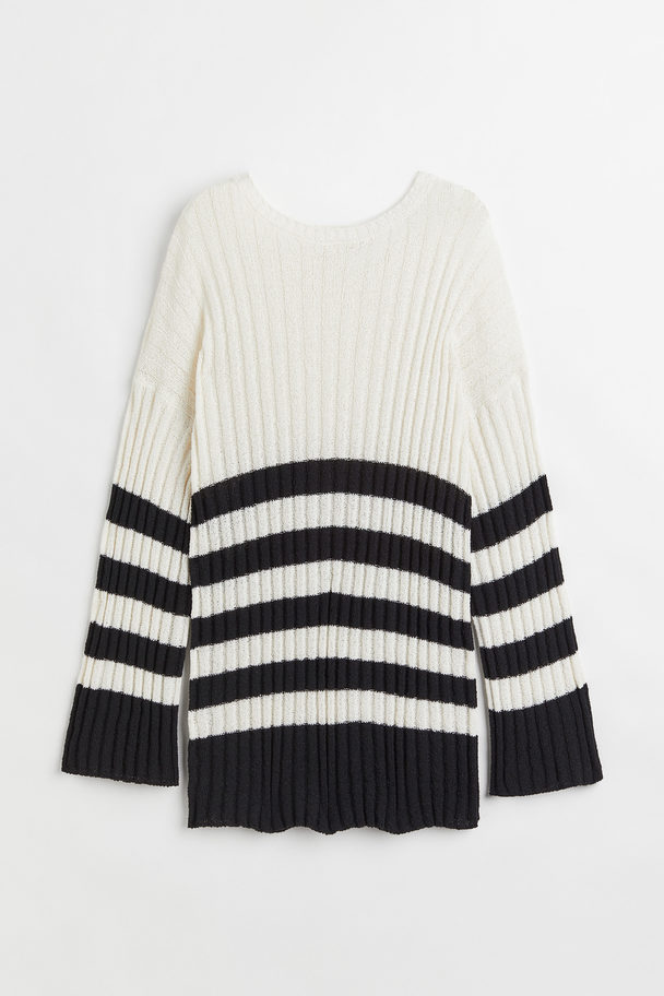 H&M Oversized Rib-knit Jumper Cream/striped