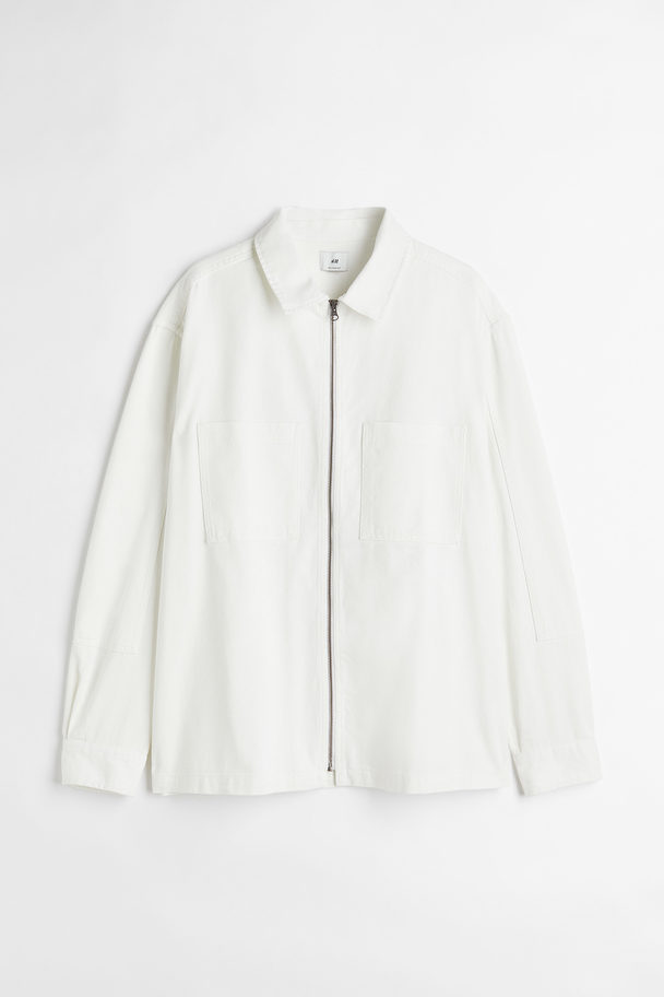 H&M Overshirt aus Twill Relaxed Fit Weiß