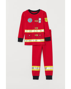 Tricot Pyjama Rood/brandweerman