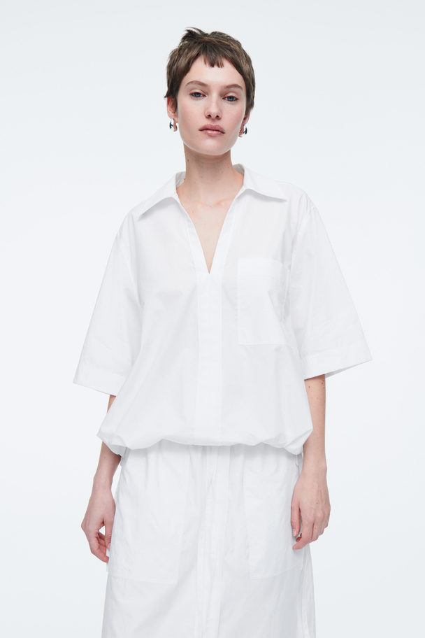 COS Open-collar Drawstring Blouse White