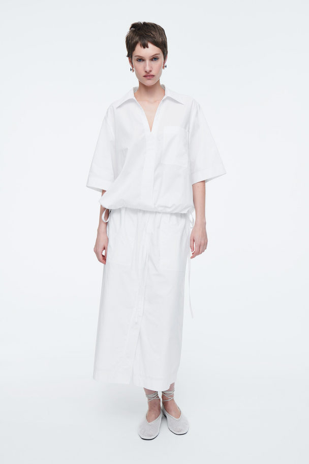 COS Open-collar Drawstring Blouse White