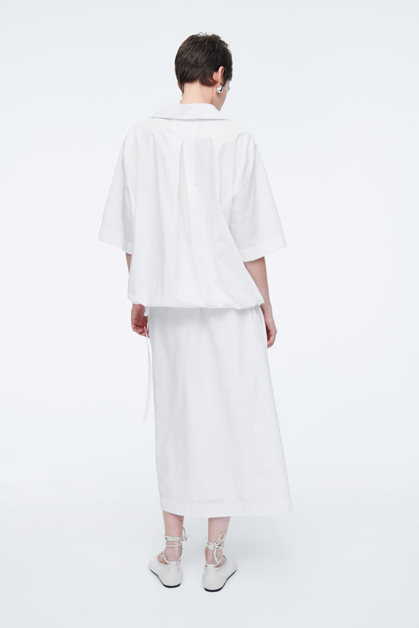 COS Open-collar Drawstring Blouse White