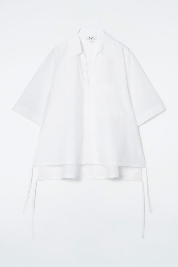 COS Open-collar Drawstring Blouse White