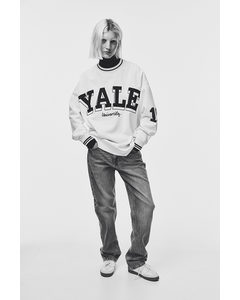 Oversized Sweatshirt mit Print Weiß//Yale