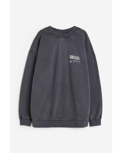 Oversized Printed Sweatshirt Dark Grey/nirvana