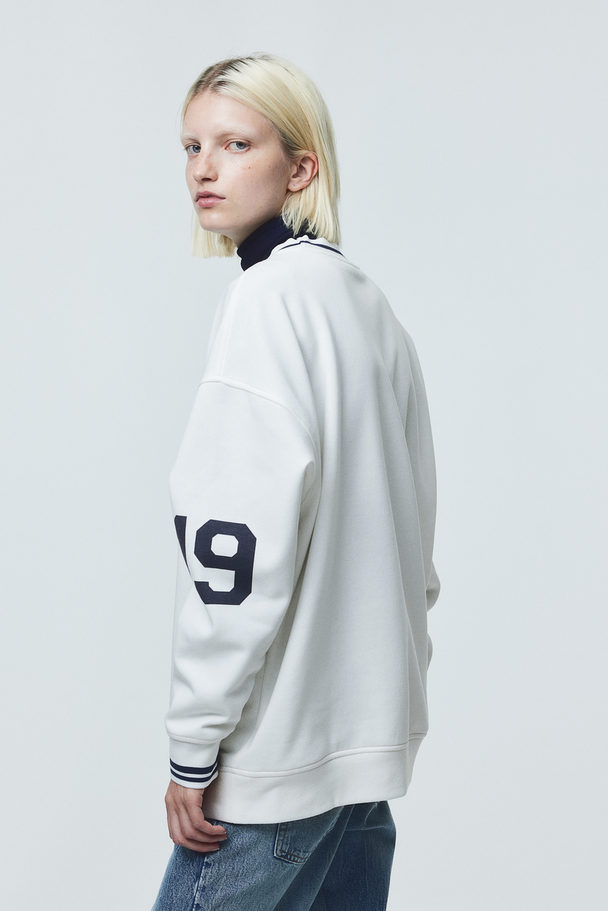 H&M Oversized Printed Sweatshirt White/yale