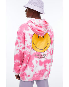 Relaxed Fit Patterned Hoodie Pink/smiley®