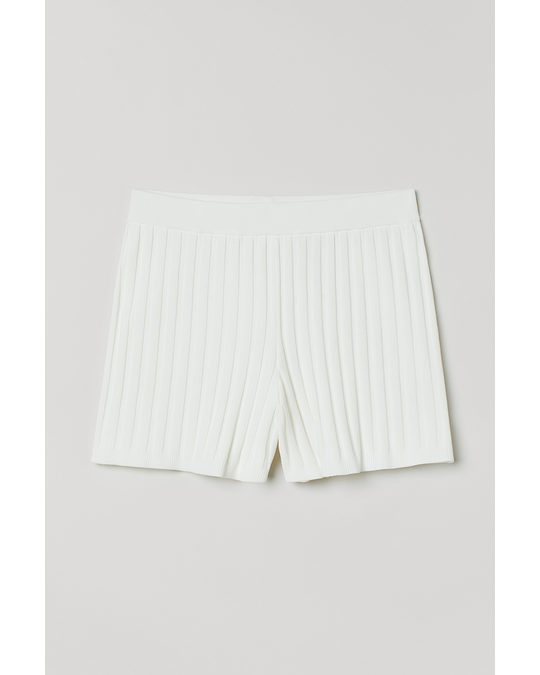 H&M Ribbed Shorts White